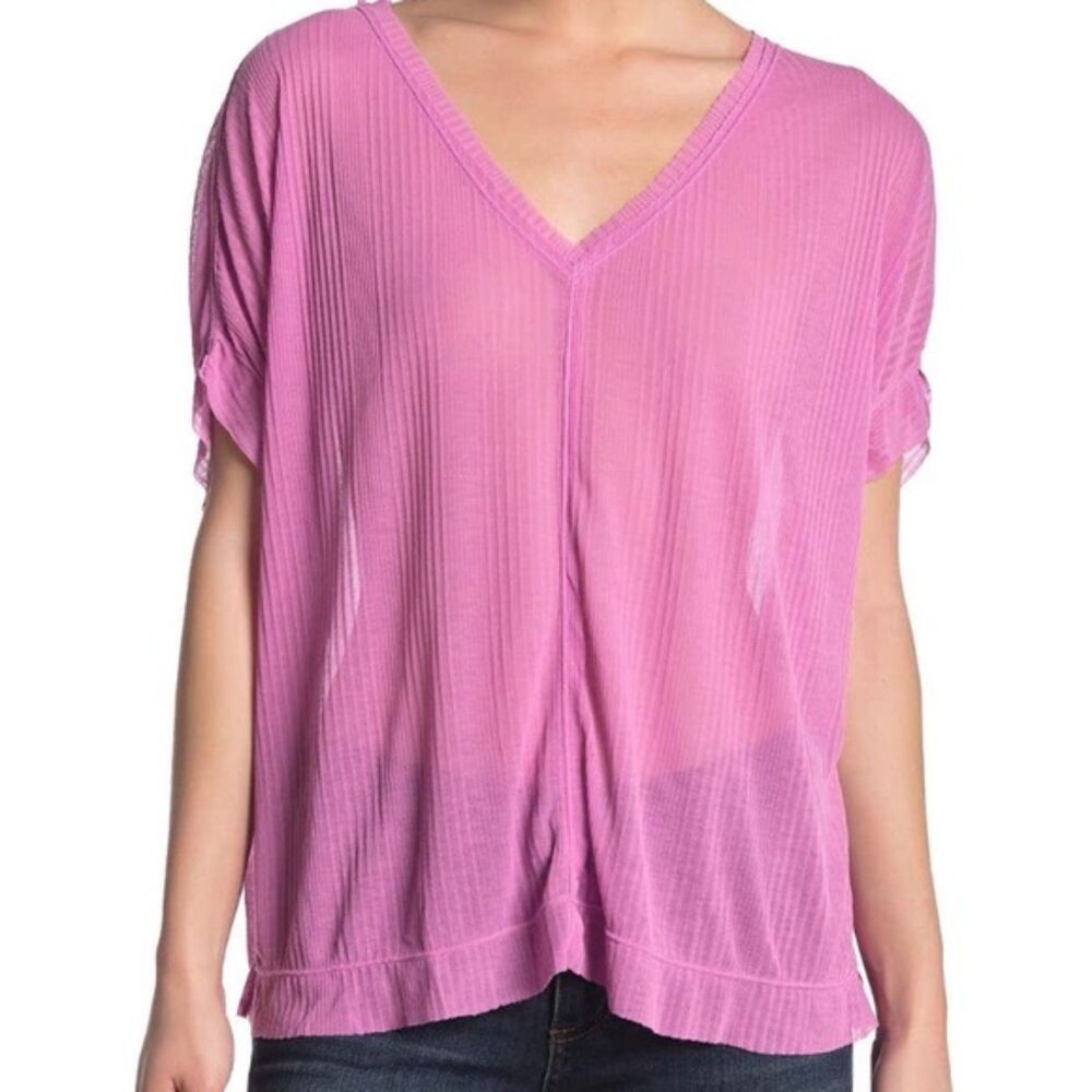 We The Free Free People Pink Ribbed Top Size XS Boho Basic